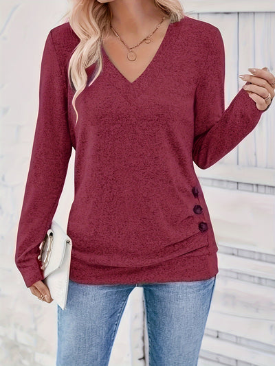 Charlotte - Elegant V-Neck Long-Sleeve Women's T-Shirt