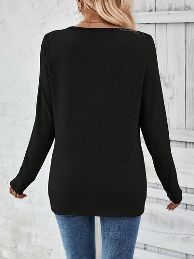 Charlotte - Elegant V-Neck Long-Sleeve Women's T-Shirt